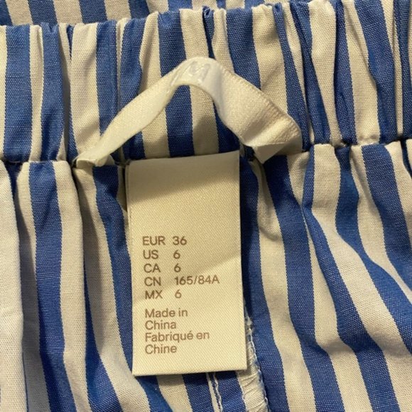 H&M Blue and White Stripe Peplum Skirt Size 6 - Picture 2 of 6